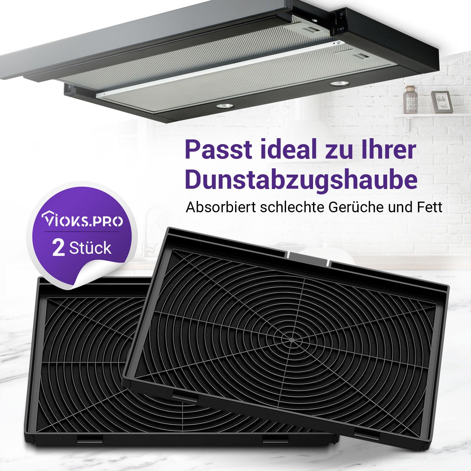Viоks.pro - 2 filtros para campana extractora, 300 x 198 mm, repuesto para Siеmens LZ45510 DSZ4551 11025805 11008080 - Filtro de carbón activo para campana extractora
