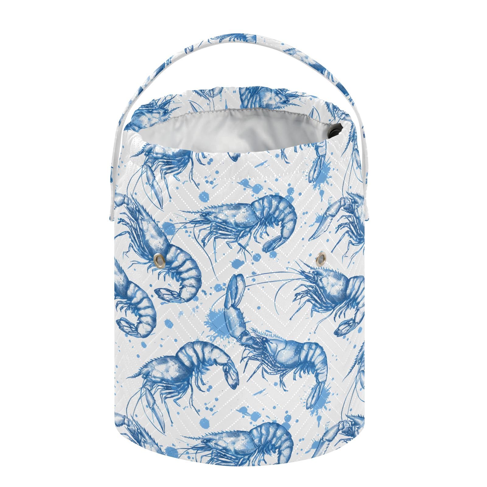 Yarn Storage Bag Small Crochet Bag Knitting Bag Organizer Shrimps Blue Yarn Bags for Crocheting Basket