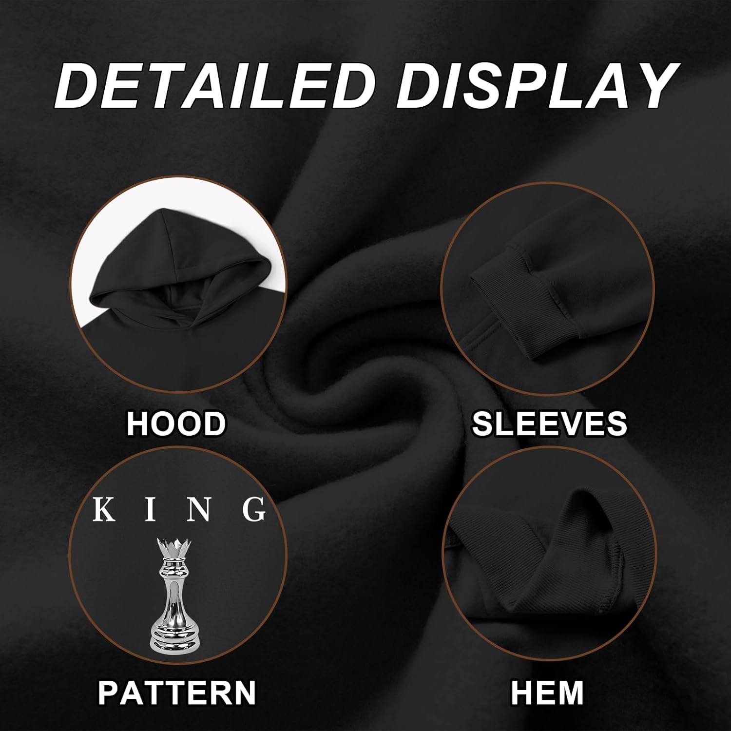 King Graphic Hoodies For Men Oversized Designer Hoodie Cool Chess Sweatshirts Urban Streetwear Drop Shoulder Pullover