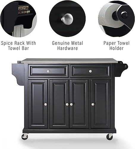 Vista 123 de Crosley Furniture isla de cocina con ruedas, Madera, Blanco