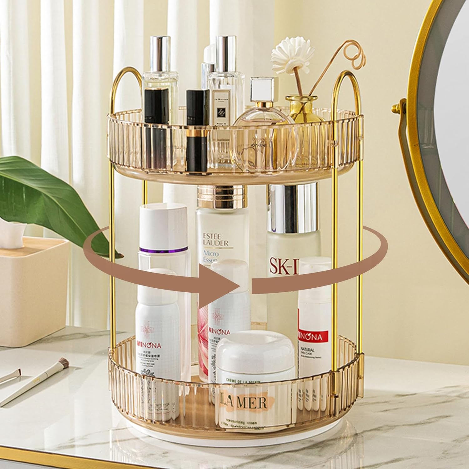 360 Rotating Makeup Organizer Countertop Vanity Perfume