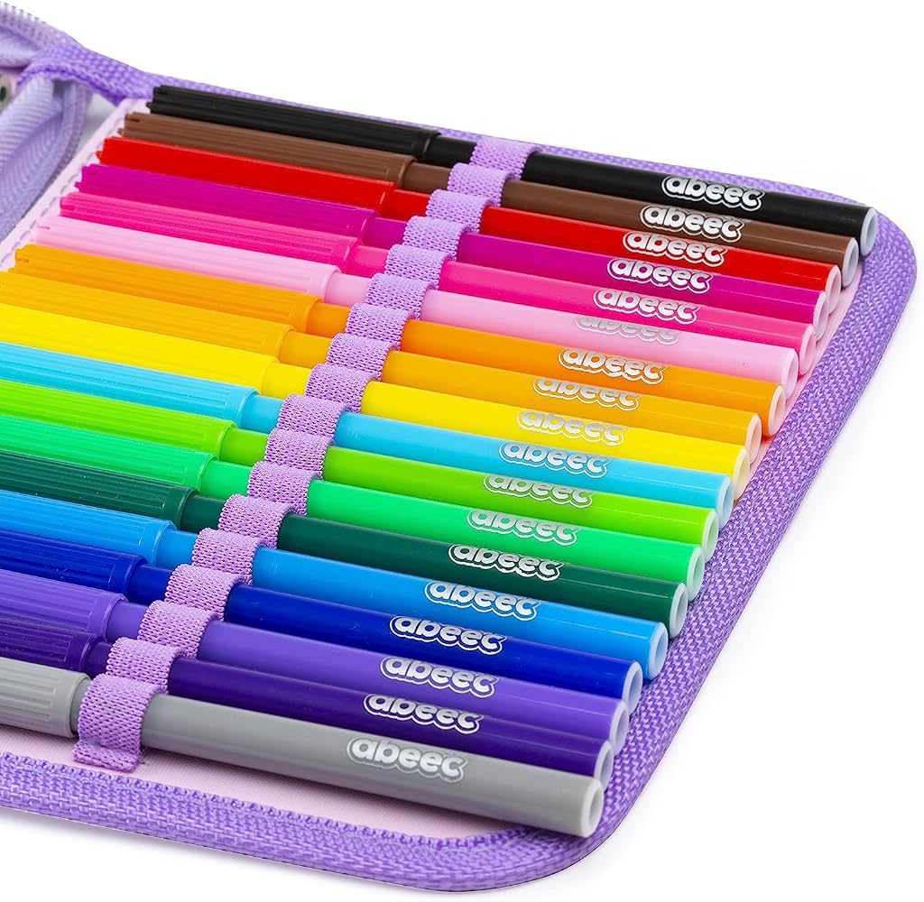 Set Cancelleria Ragazza Astuccio Unicorno Glitterato Con Penne E Pennarelli - Regalo Compleanno Bimba 5+ Anni
