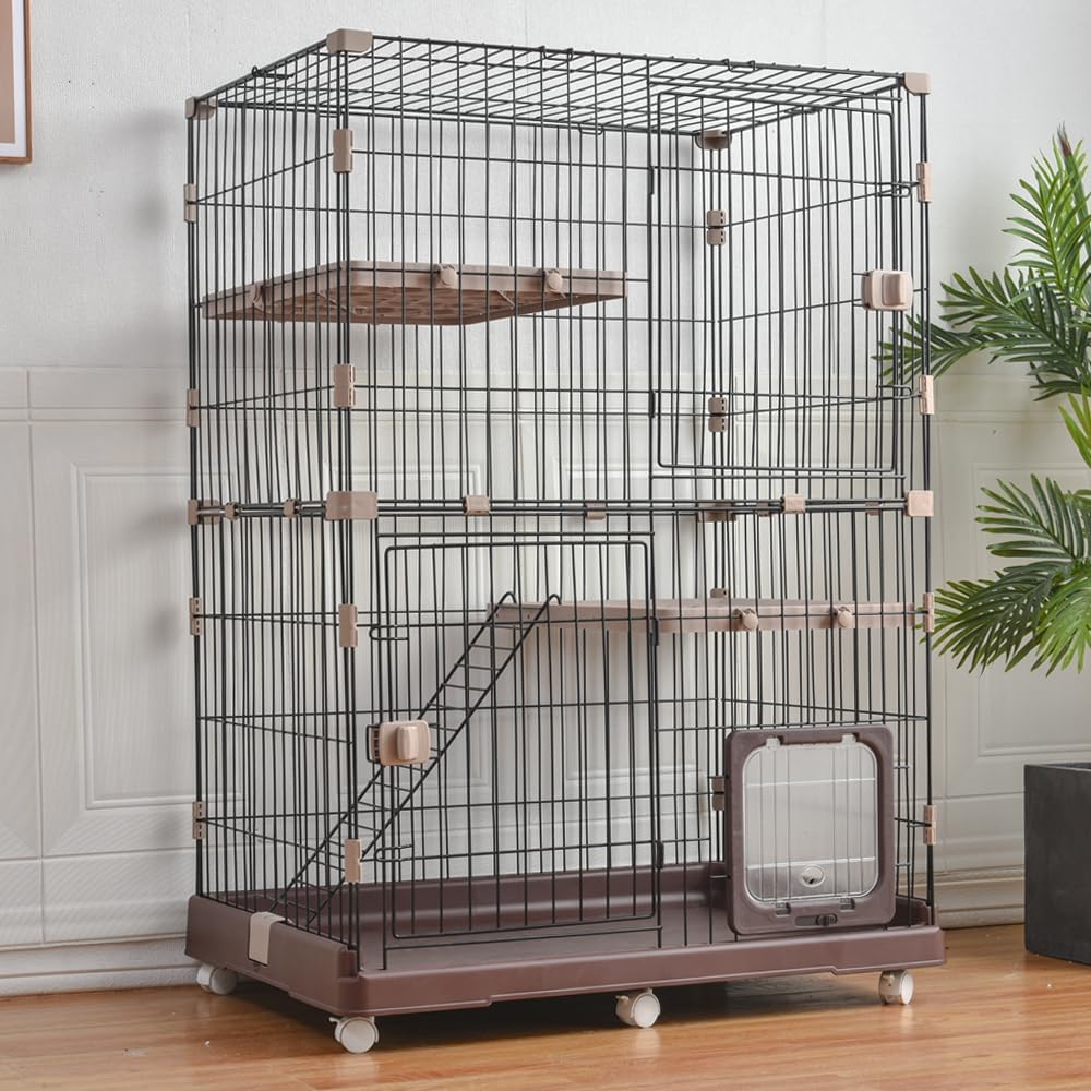 TOTITOM 猫 ケージ 収納型 キャットケージ 2段 1段2段可能