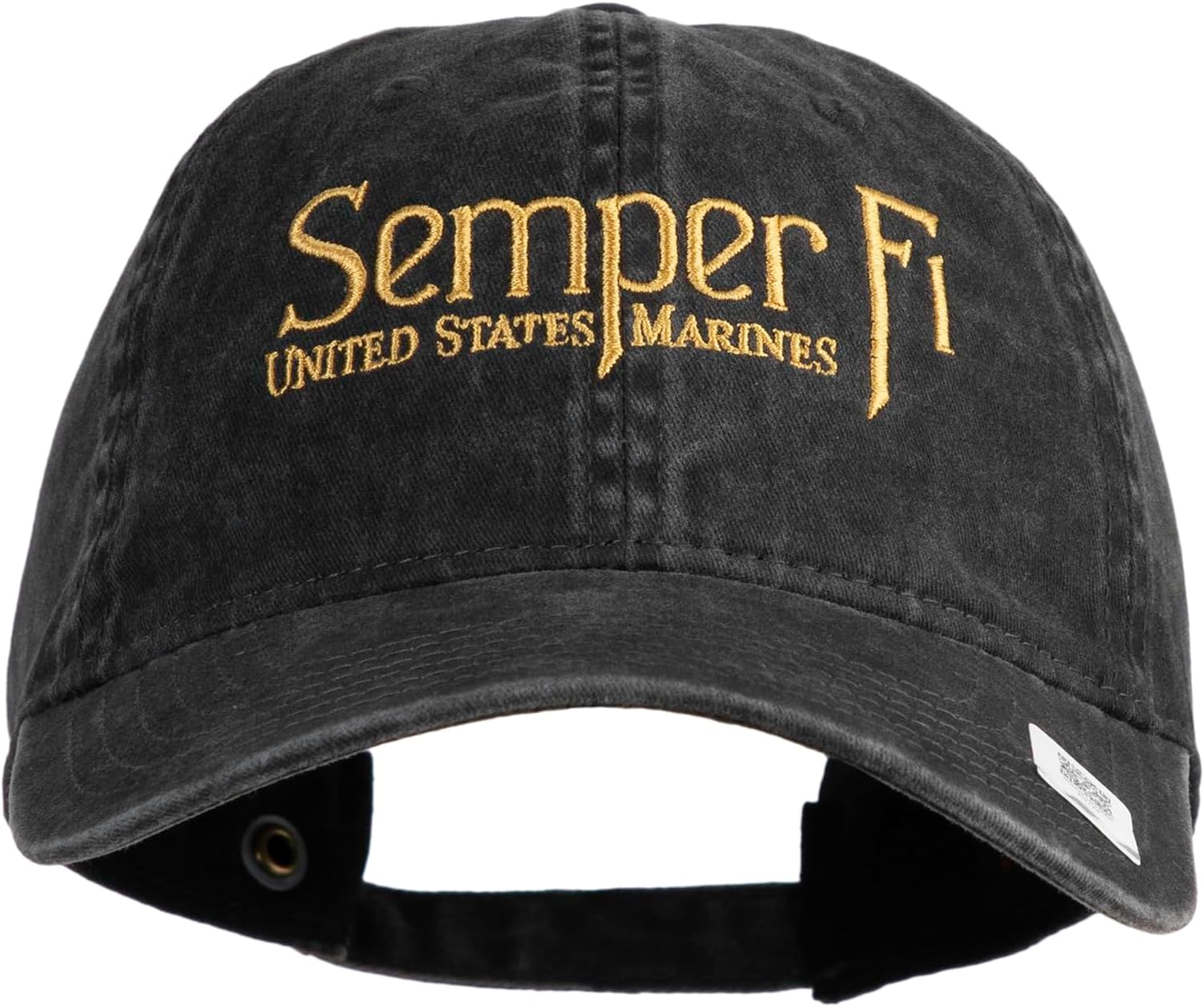 United States Marines Semper Fi Embroidered Washed Solid Pigment Dyed Cotton Twill Brass Buckle Cap