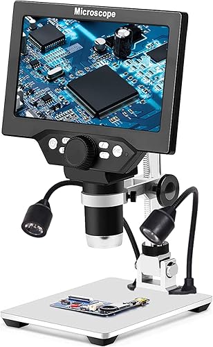 Microscopio digital LCD de 7 pulgadas 1200X microscopio de moneda 1080P con sensor de cámara de 12 MP 8 luces LED microscopio electrónico de