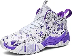 Tênis de basquete masculino de cano alto com superfície de malha para quadra externa, calçados esportivos antiderrapantes presente