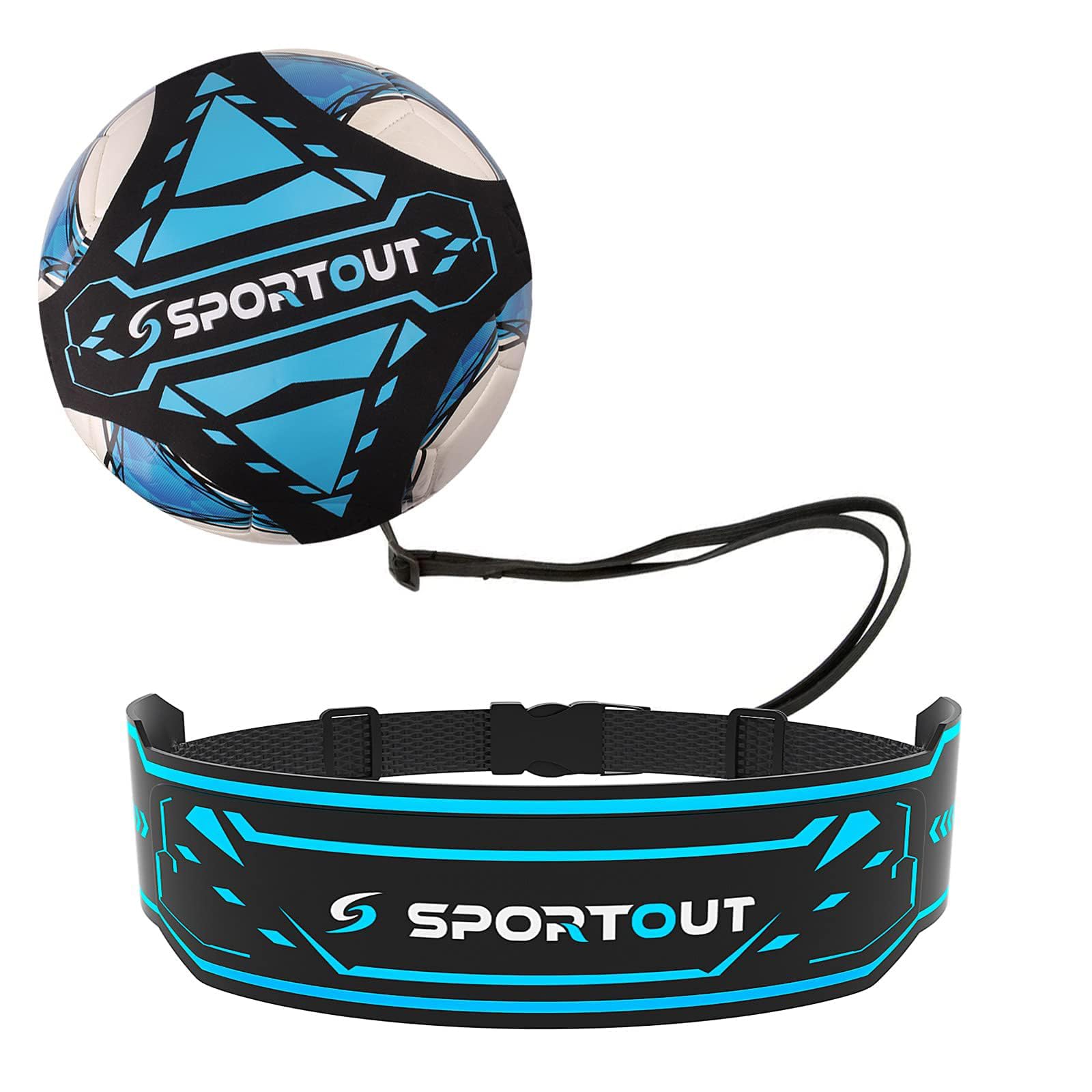 Sportout Football/Volleyball/Rugby Kick Throw Trainer Solo Football Training Accessories Football Gift Boys Suitable for Children and Adults (Blue)-image-28