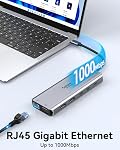 Selore Double moniteur USB C Station d'accueil, station d'attente pour ordinateurs portables, 14 en 1 Station d'accueil, 3 Moniteurs avec 2 HDMI, VGA, 10G USB A/C, 100W PD, 6 USB Ports A/C,