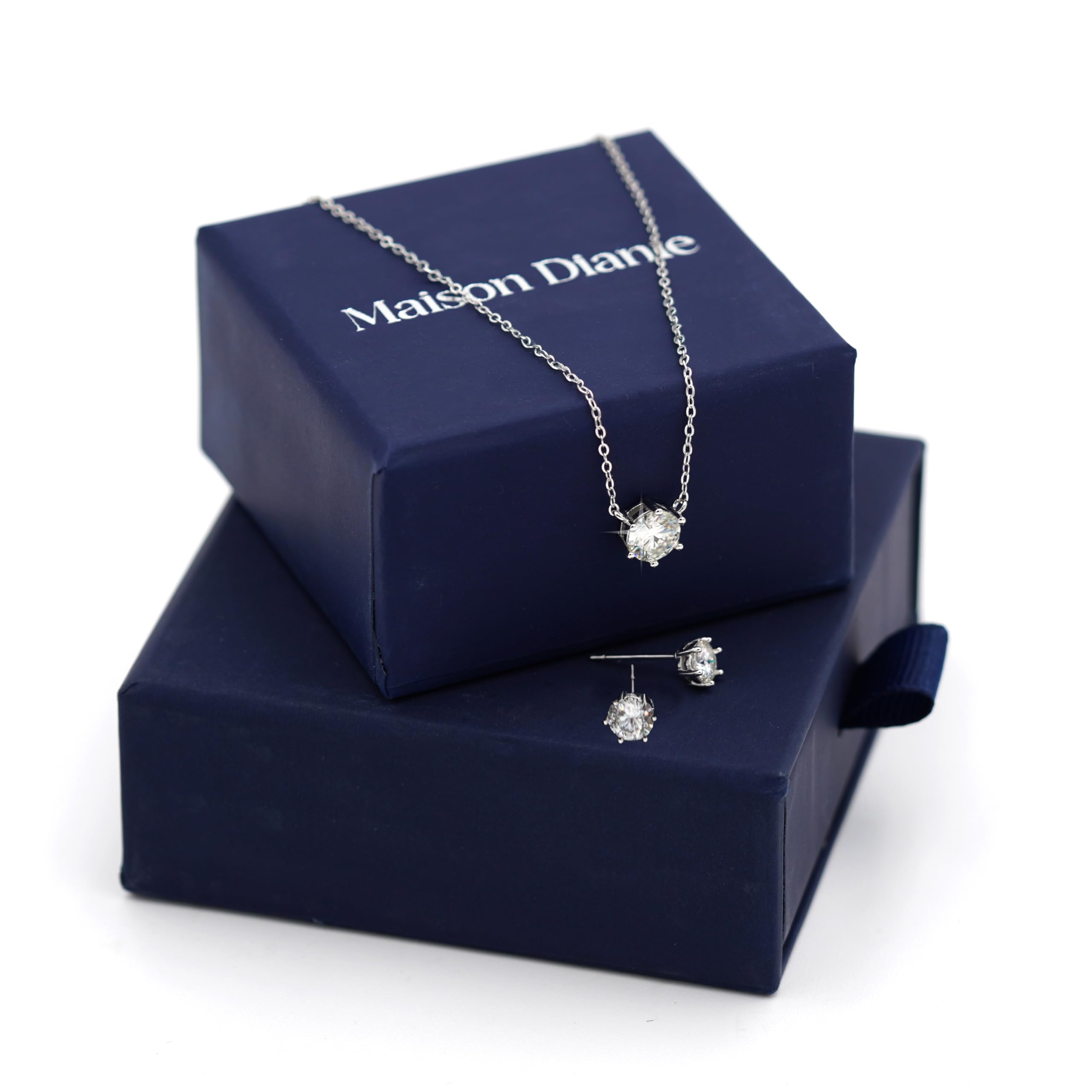 Gioielli Set collana e orecchini in argento 925 Moissanite 6 artigli diamante 0,5 ct Set di parure di lusso regalo per donna, matrimonio, festa della mamma