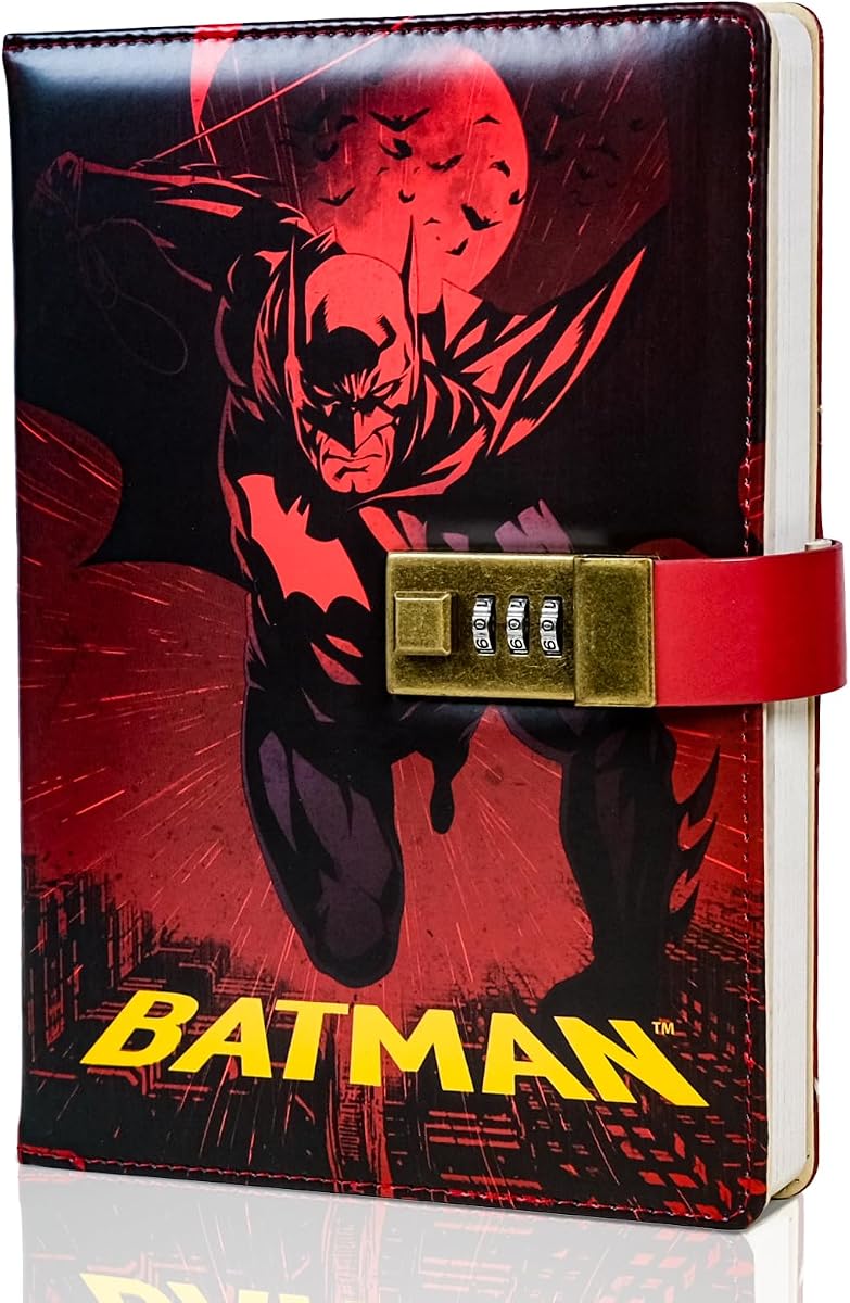 Batman Superhero Diary with Lock – Comic-Inspired PU Leather Notebook Journal with Lock 228 Pages – Batman Locked Diary Planner Organizer for Boys, Girls, Teens, Fans, School or Gift Use