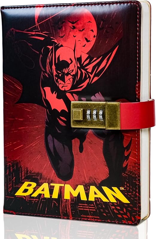Batman Superhero Diary with Lock – Comic-Inspired PU Leather Notebook Journal with Lock 228 Pages – Batman Locked Diary Planner Organizer for Boys, Girls, Teens, Fans, School or Gift Use