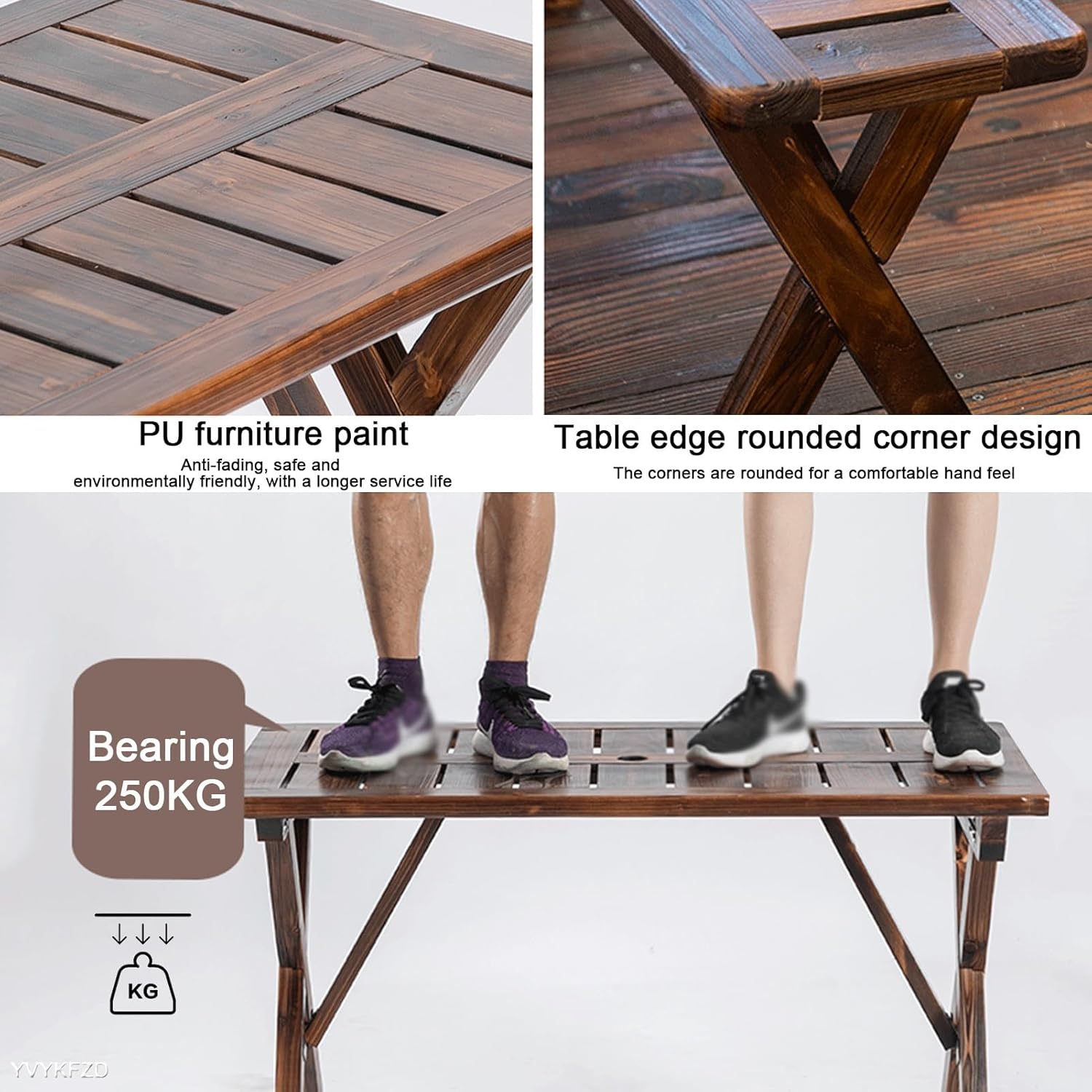 YVYKFZD Indoor/Outdoor Folding Garden Bench, Weather-Resistant Backless Patio Bench Seat, Traditional Wooden Leisure Park Bench Chair, Rustic Country Decor for Porch, Lawn (Color : Single Stool)