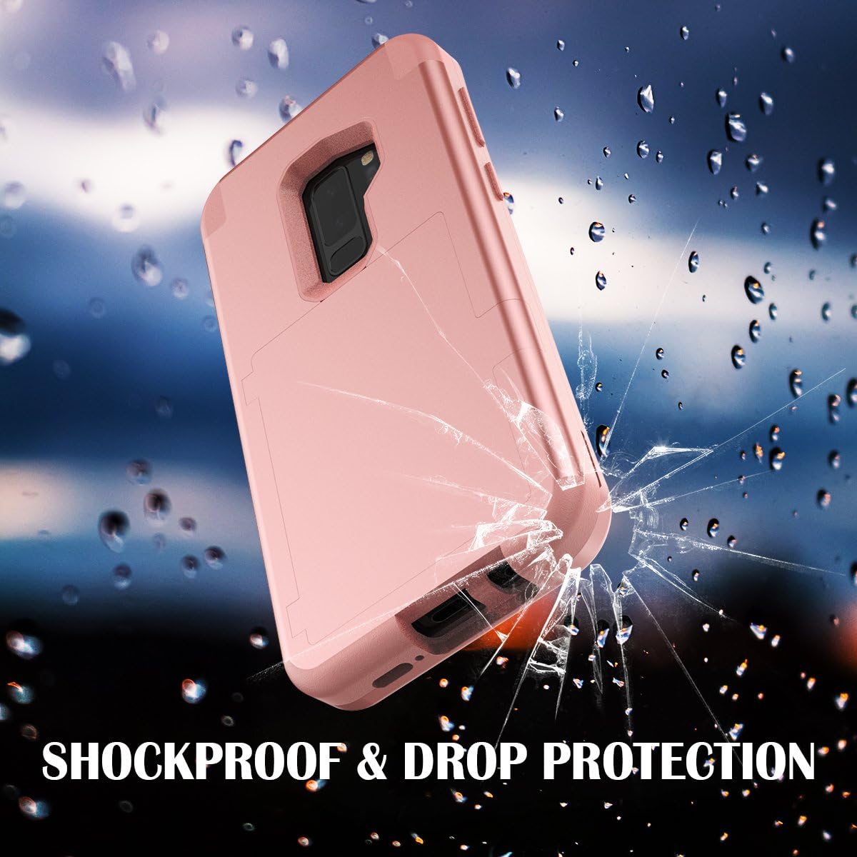 WeLoveCase S9 Plus Wallet Case Defender Wallet Design with Mirror and Card Holder Heavy Duty Protection Shockproof 3 in 1 All-Round Armor Protective Case for Samsung Galaxy S9 Plus - Rose Gold