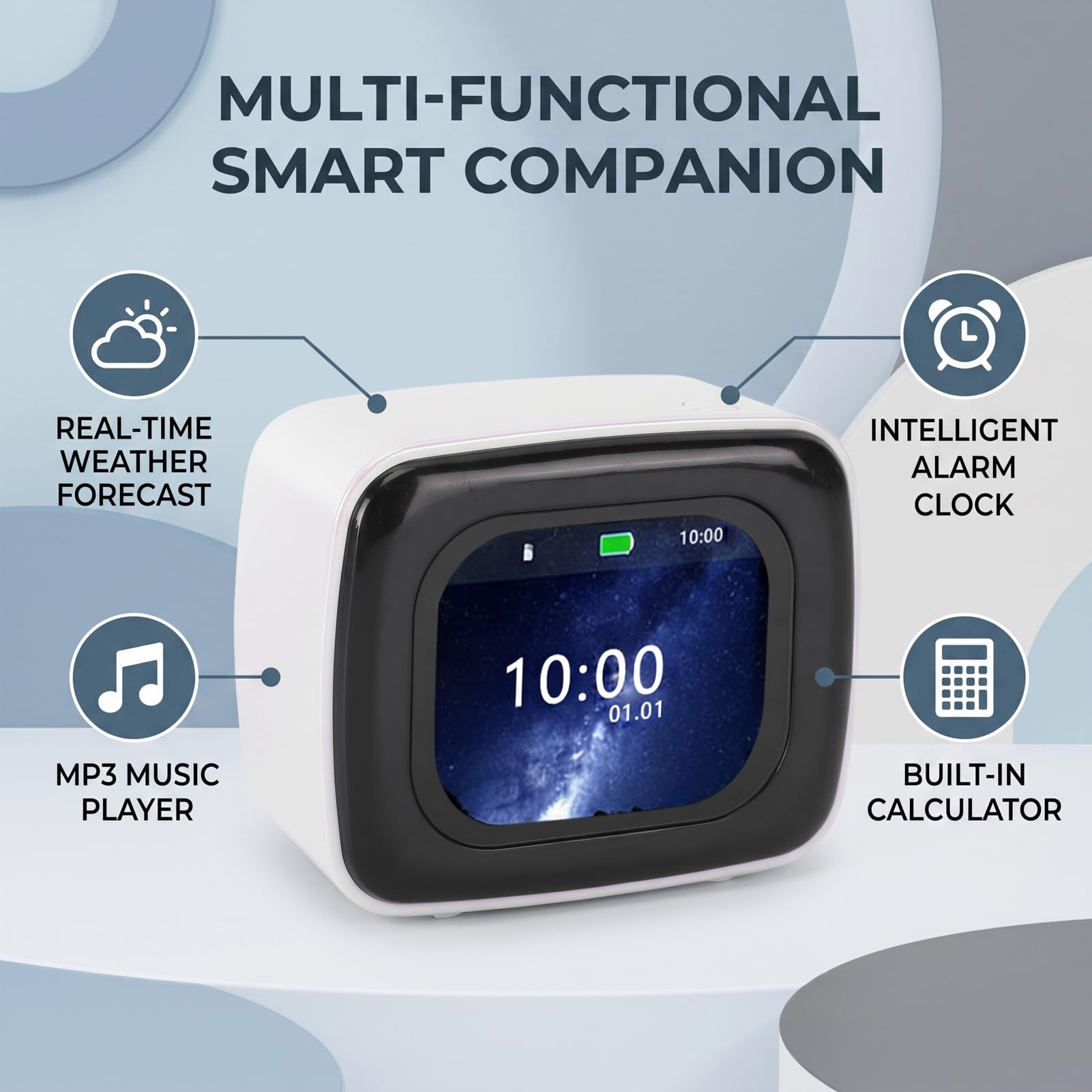 Cosiki Touchscreen Bluetooth Speaker with Alarm Clock