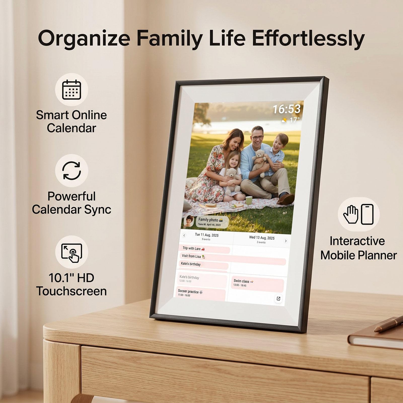 Generic Calendario Elettronico Smart Family Planner da 10,1 Pollici per L'organizzazione Dell'home Office con Bordo