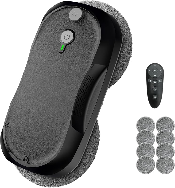 Obito Limpieza de Ventanas, Robot Limpiador de Ventanas con Triple Sistema de Seguridad, Detección de Bordes, Navegación Inteligente, Antideslizante, Mayor Duración de la Batería, Máx. 6400 Pa, Control Remoto