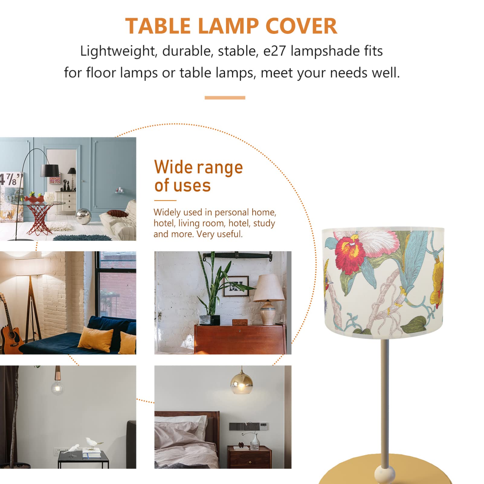 Uonlytech Paralume Lampade da Tavolo da Terra per e Decorazione Elegante a Tamburo Floreale Leggero Interni e Camera da Letto