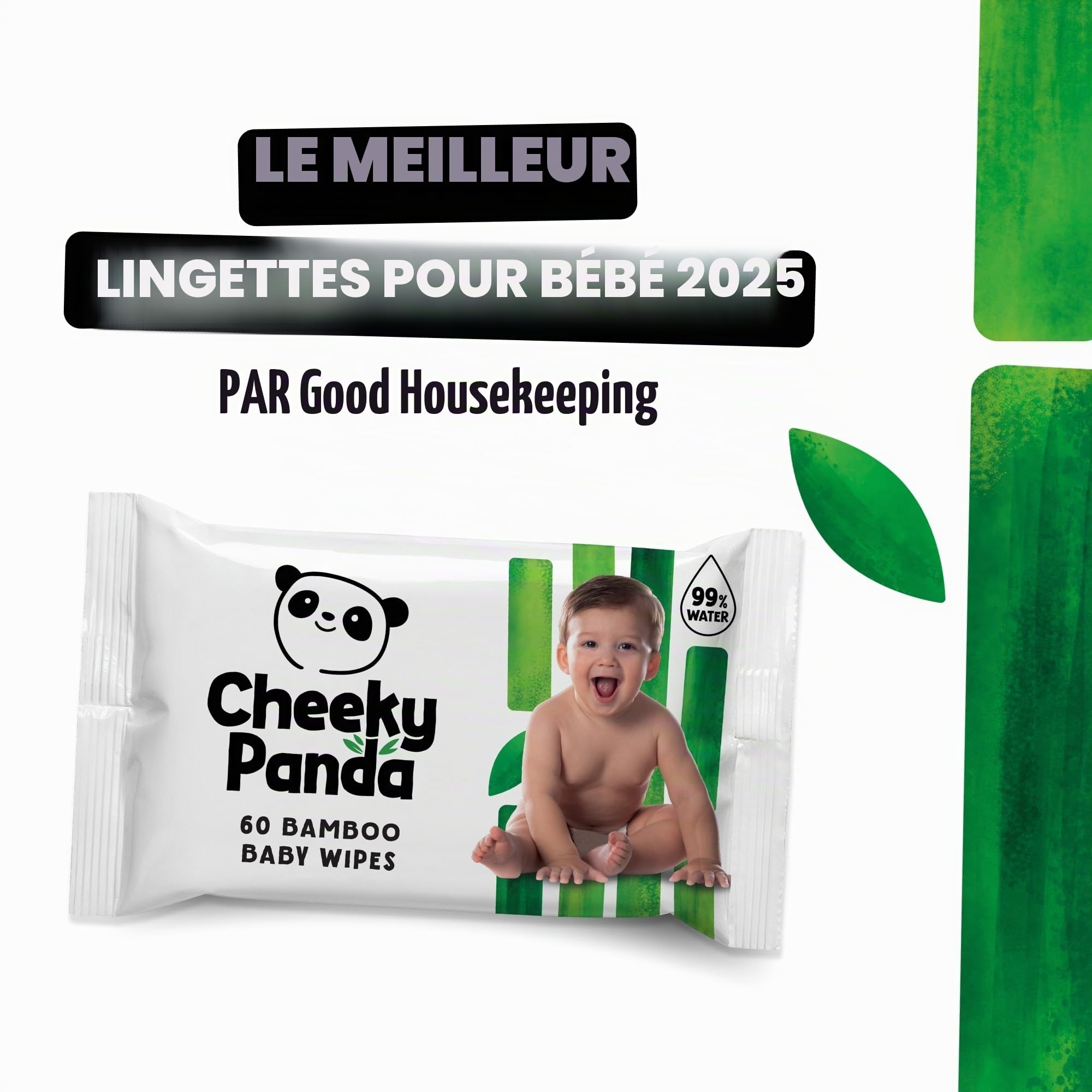 The Cheeky Panda Lot Lingettes Bébé – 720 Lingettes (60 Lingettes x 12 Paquet) | 99% d'eau pure | Sans Parfum