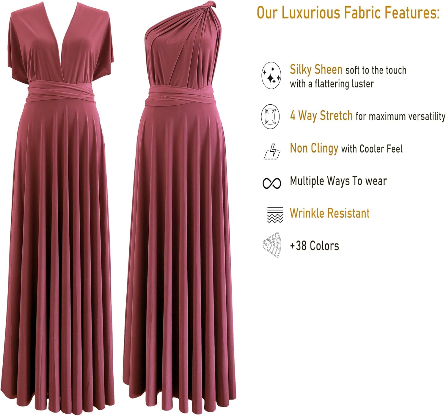 Infinity Dress with Bandeau, Made in USA, Multiway Bridesmaid Dress Convertible Dress, Long, Plus Size & Regular Size Maxi - Image 3