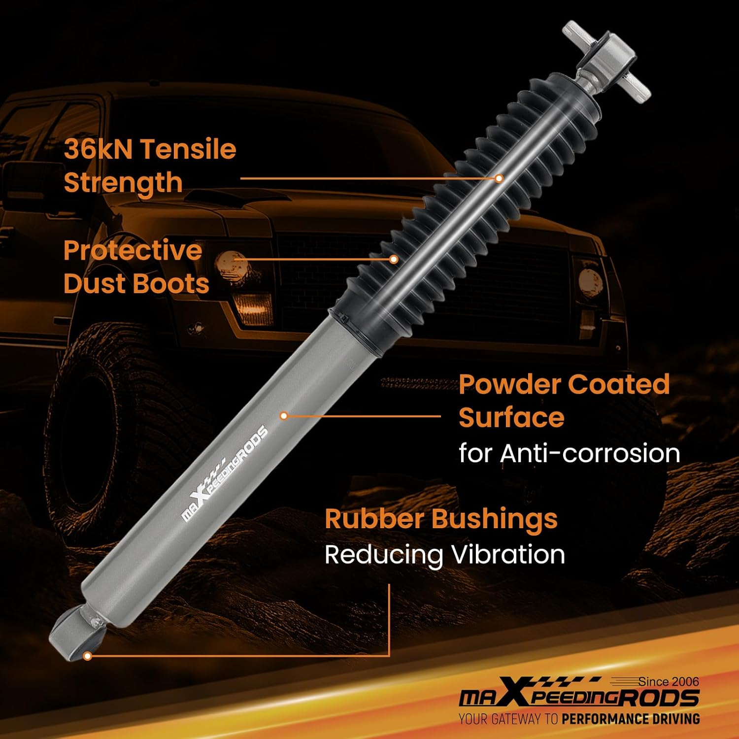 maXpeedingrods 0-4" Rear Shock Absorbers for Jeep Cherokee XJ 1984-2001 2WD 4WD, G1 Version