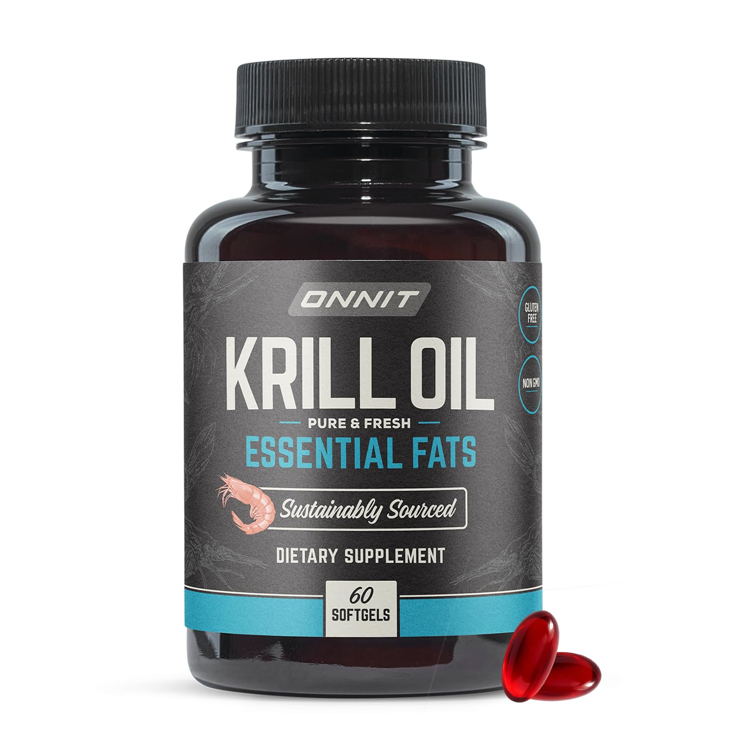 ONNIT Antarctic Krill Oil 1000mg, Omega-3 EPA & Astaxanthin, 60 Soft Gels
