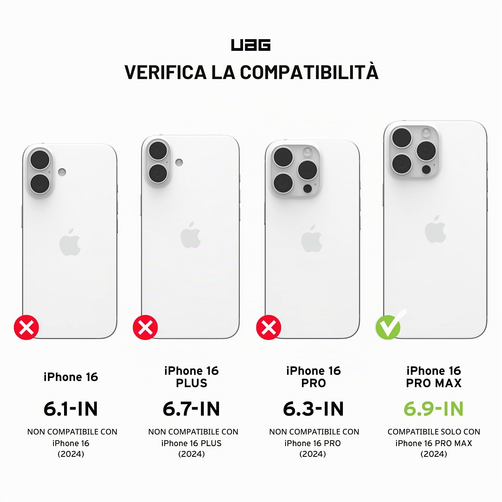 Urban Armor Gear Uag Civilian Cover protettiva progettata per iPhone 16 Pro Max da 6,9”, compatibile con MagSafe, robusta, sottile, elegante, antiurto, antiscivolo, ultra resistente, nero