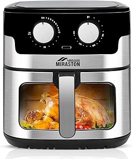 8.5QT Air Fryer, Upgraded Family Size Capacity, Visual Window, Square Basket Dials Stainless Steel Air Fryers, Reheat Leftovers, Easy Cooking for Healthier Breakfast & Dinner in Minutes