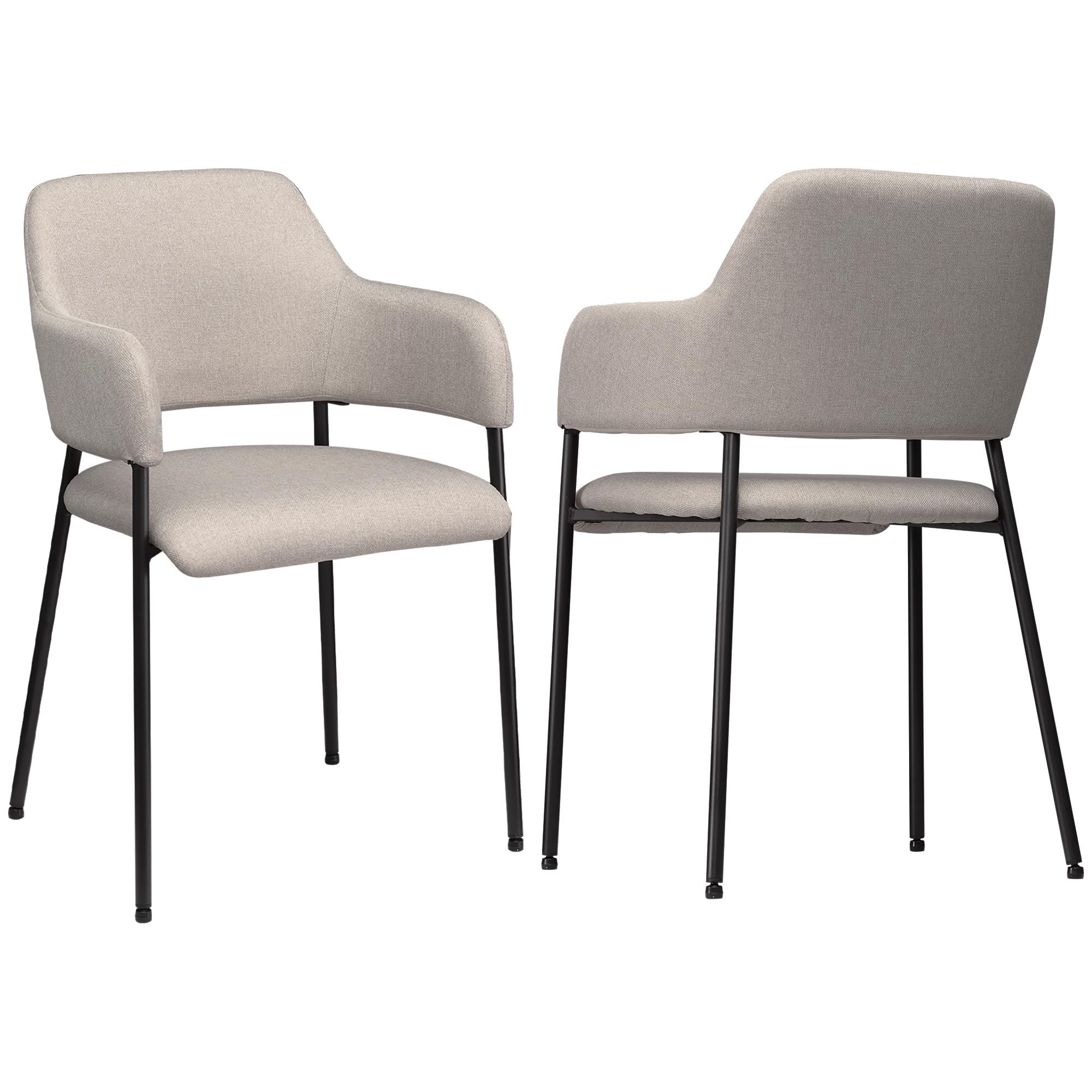 HOMCOM Set van 2 eetkamerstoelen, keukenstoelen met rugleuning, linnenlook, gestoffeerde stoel met stalen poten, voor woonkamer, keuken, beige, 54 x 54 x 84 cm