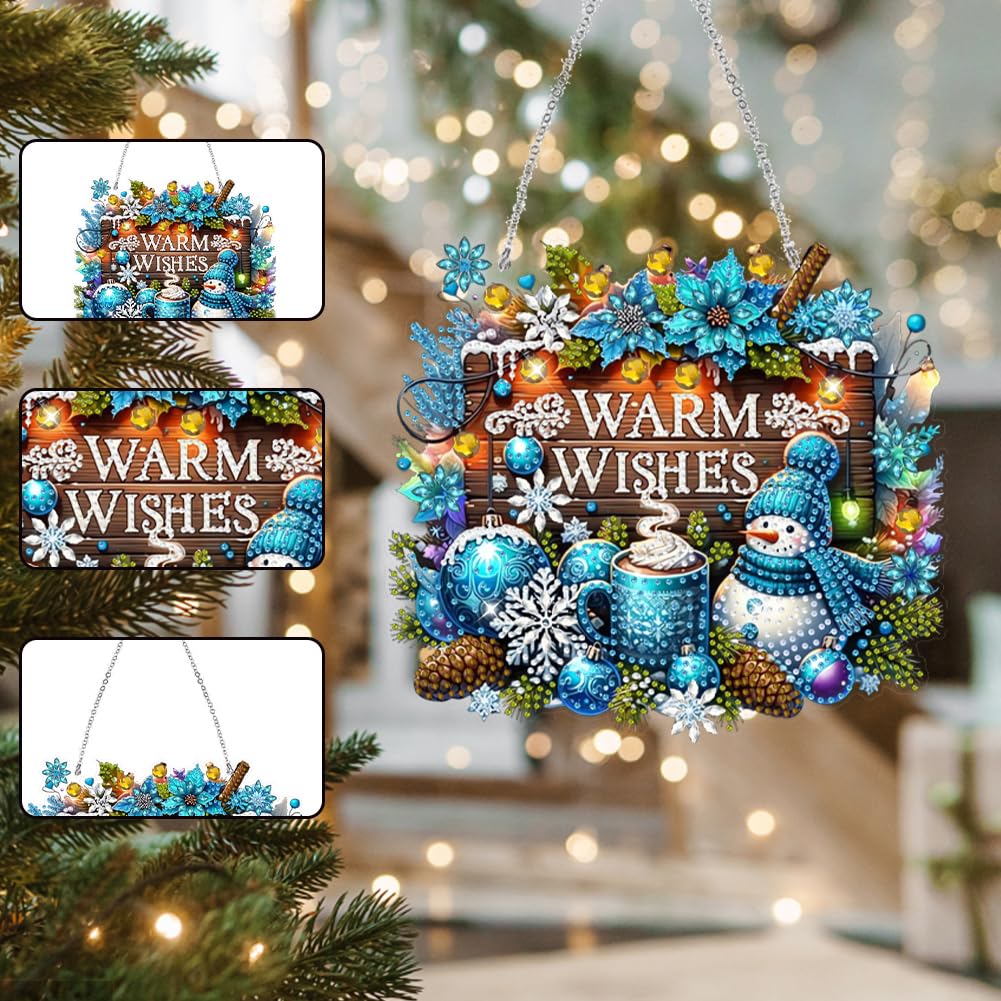 Christmas Diamond Art Hanging Kit – Snowman Crystal Gem Painting Pendant For Adults, DIY Ornament For Home Decor - View #13