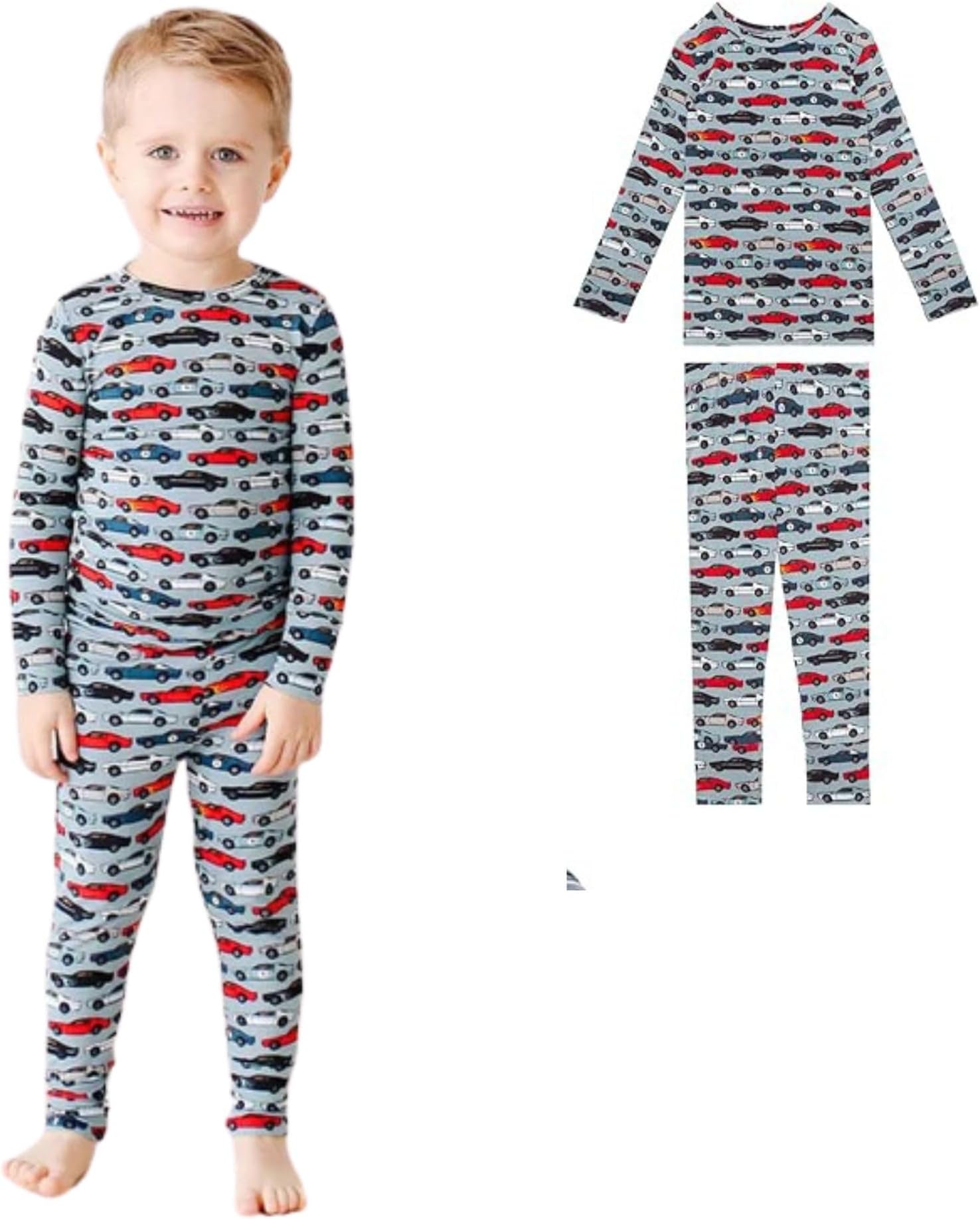 Posh Peanut Boys Pajamas - PJs for Kids Made of Soft Viscose from Bamboo, Long Sleeve Toddler PJs & Matching Boys Pajama Sets