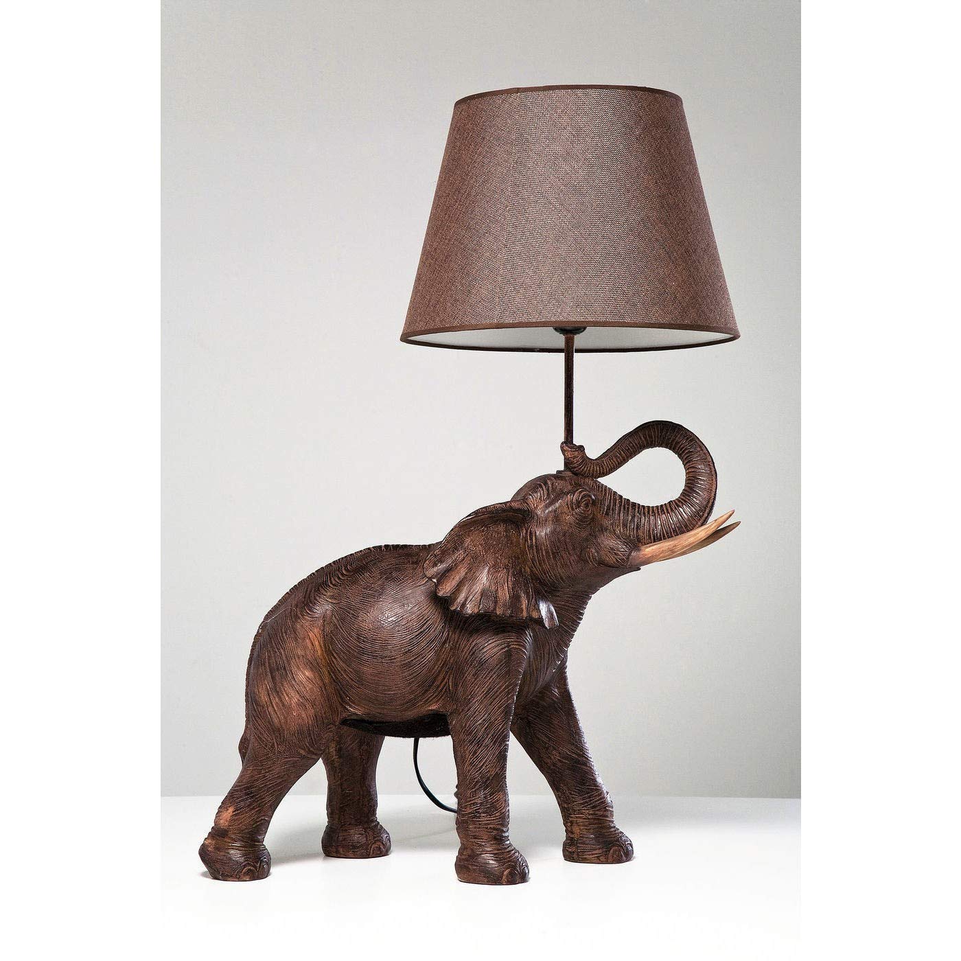 Kare Design Tischlampe Animal Elephant Safari Braun, Tischleuchte, Elefant, Tiermotiv, Dekoleuchte, Schreibtischlampe Kinder, Nachttischlampe, Leuchtmittel nicht inklusive 74x52x33 cm (H/B/T)