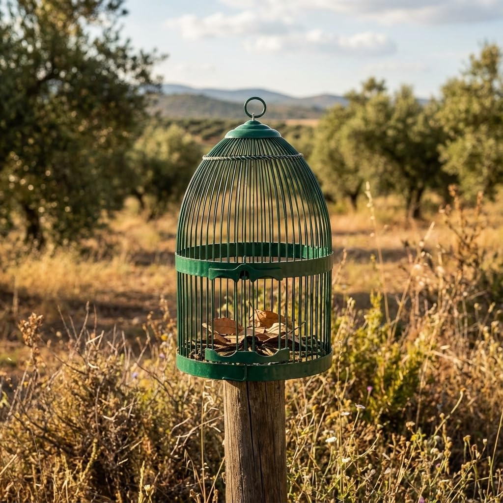 Suinga Jaula para Pájaros Redonda 23x35 cm - Jaula de Reclamo para Perdices Aves, Verde