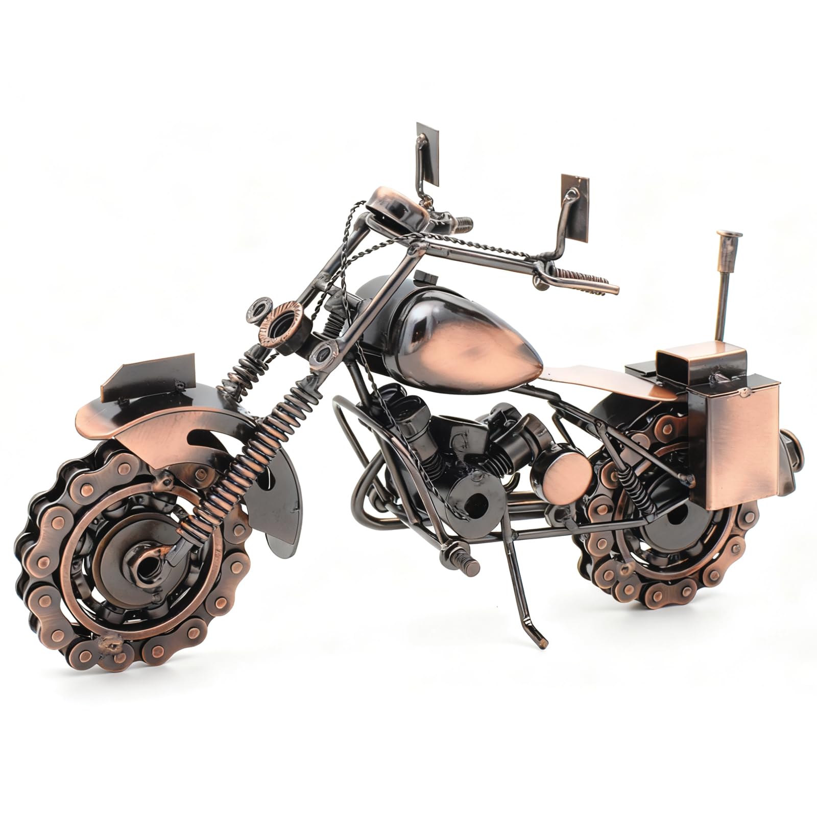 Handmade Metal Motorcycle Sculpture - Unique Gifts for Motorcycle Riders Men Dad Husband Boyfriend Valentines Day Birthday -