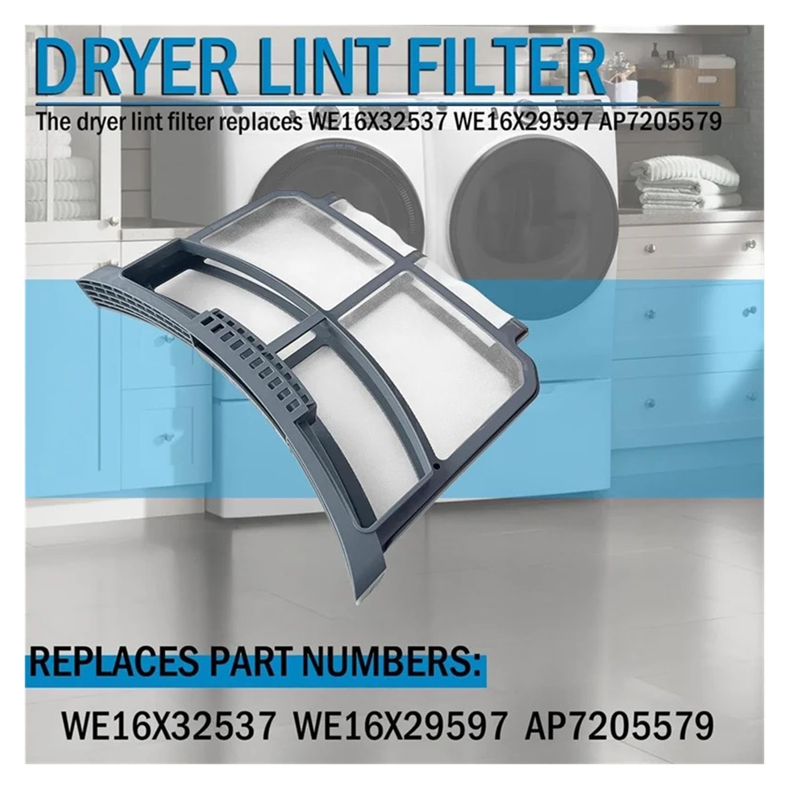 Kompatibel for GE, Trockner-Flusenfilter-Falle, passend for Trockner-Flusensieb, ersetzt WE16X32537 WE16X29597 AP72055