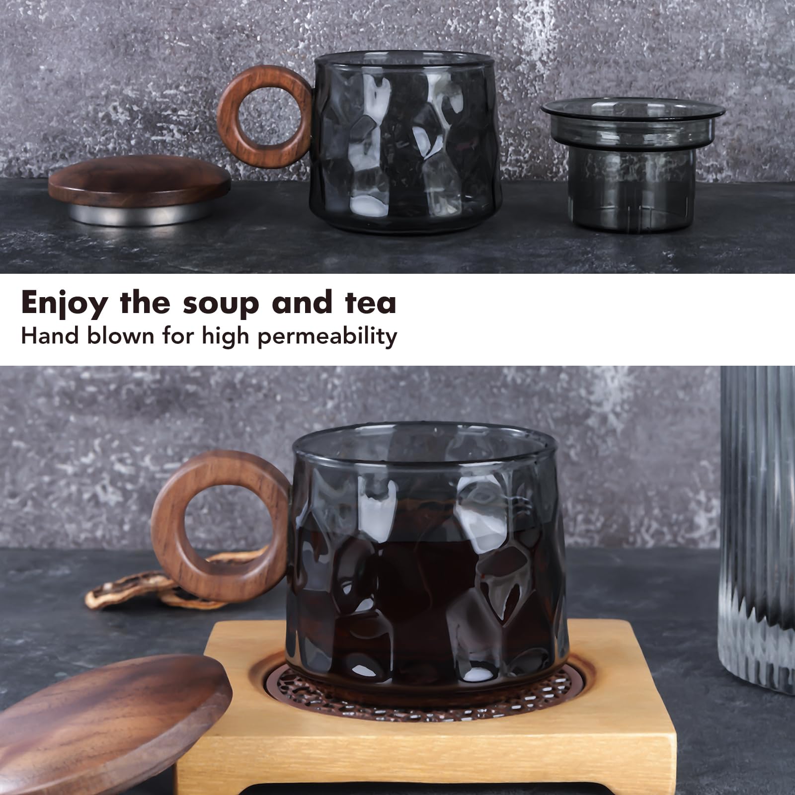 Portable Glass Tea Infuser Bottle Travel Tea Mug with Infuser Tumbler for Blooming Tea Balls Double Wall Borosilicate Portable Tea Cup