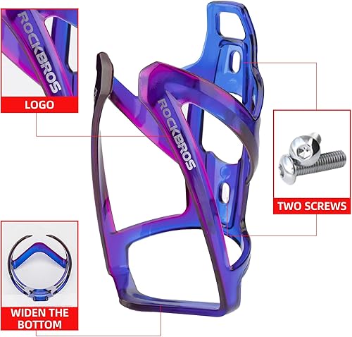 Miniatura 4 de ROCKBROS Soporte para Botella de Agua para Bicicleta Ultraligero, Jaulas para Botellas de Bicicleta con Tornillos y Herramienta, Soporte Universal