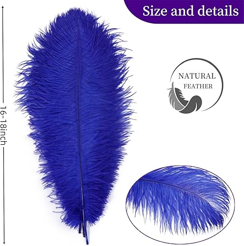Miniatura 10 de Shekyeon Paquete de 10 plumas de avestruz moradas de 16-18 pulgadas (15.7-17.7 in)