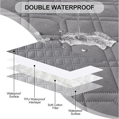 Miniatura 2 de Smiry Funda impermeable para cama de mascota, suave y lavable, para cama, sofá, reversible, perros pequeños, medianos, grandes, gatos, diseño