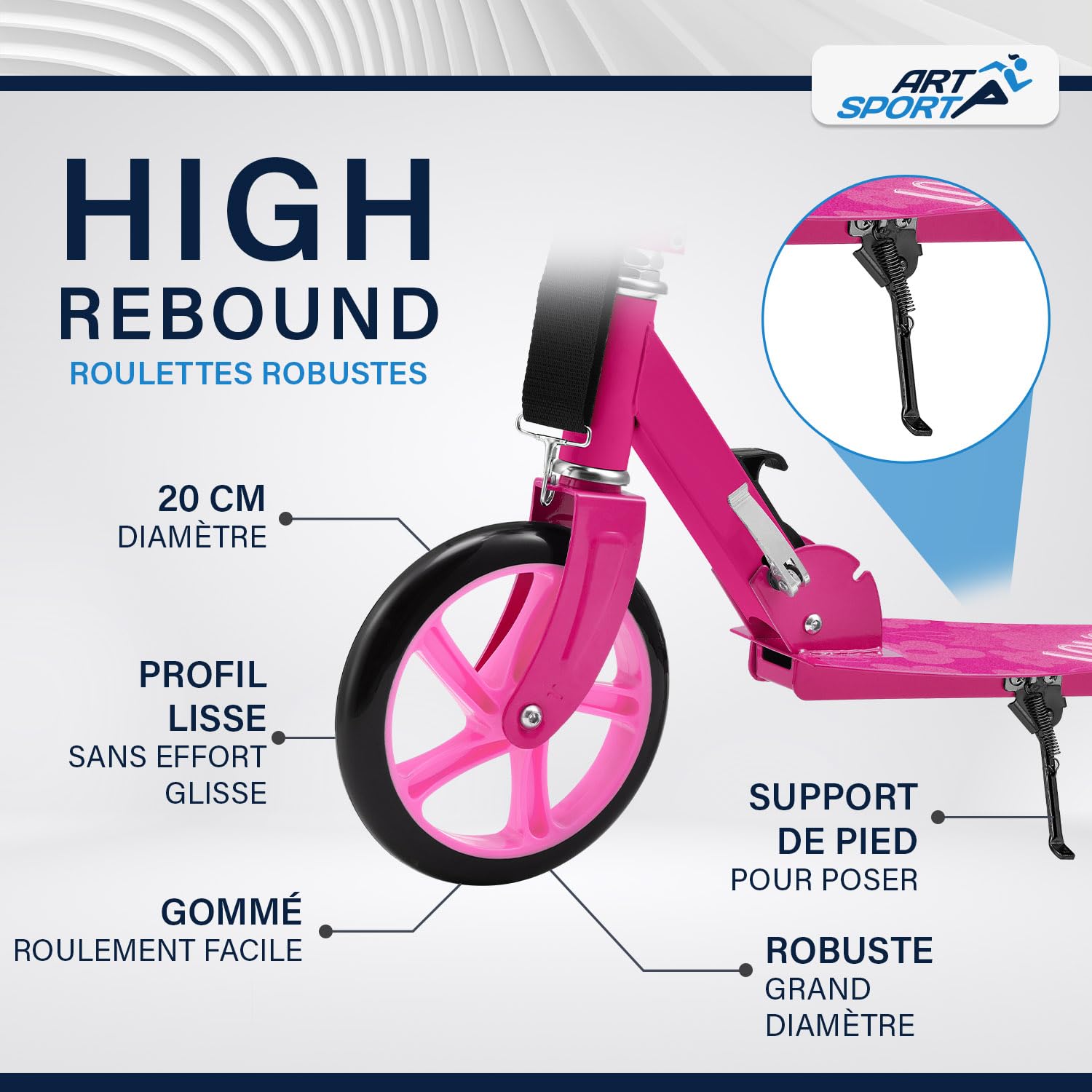 ArtSport Trottinette de Ville avec Roues Big Wheel et Sangle de Transport – pour Les Enfants à partir de 3 Ans – 4 modèles