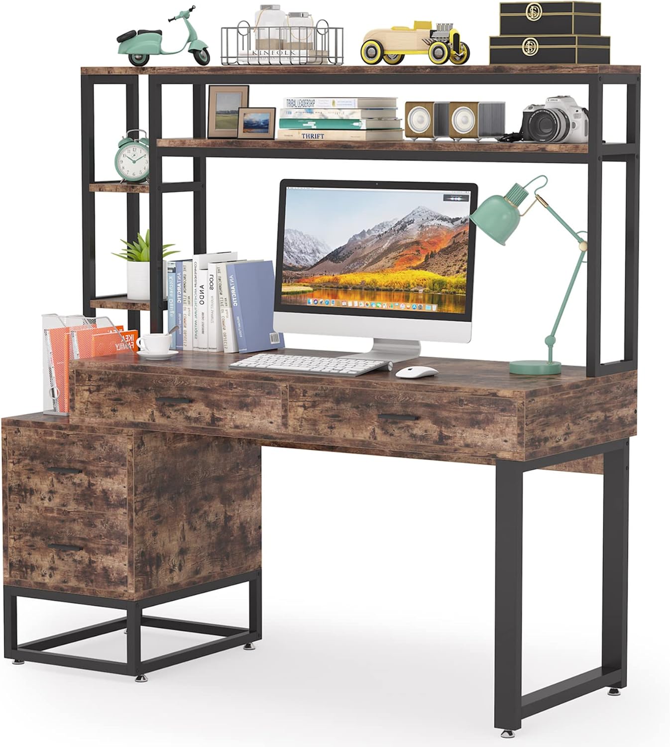 Tribesigns 55 Inch Computer Office Desk with 4 Drawers and