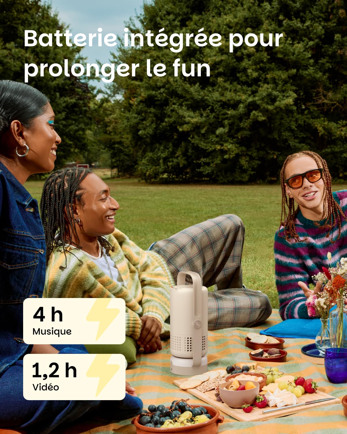 XGIMI Vibe One Batterie Intégrée Mini Videoprojecteur Portable 1080p | 250 ISO,Google TV avec Netflix, Sound by JBL, Autofocus & Keystone, 1.2h batterie, 150" écran, 160° support（Cloud Ash）