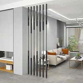 間仕切り用スペースセパレーター柱、100～300cm壁パーティション柱、穴あけ不要、調節可能な脚付き金属スラット、5/8個入りブラックアイアンスクリーンポスト(5pcs-C,170cm)