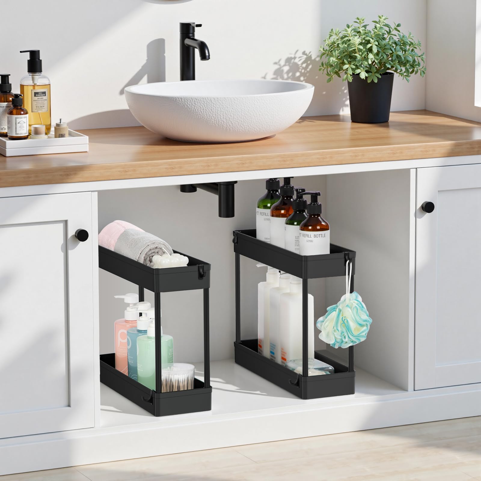 FoiiLiio Carrello Portaoggetti a 4 Livelli,Scaffale da Cucina Mobile,Carrello Bagno Salvaspazio,Carrellino Cucina Salvaspazio a Ruote,Carrello con Ruote per Ufficio,Bagno,Bianco,38.8 x 12.5 x 90.7cm