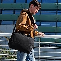 Vista 7 de Bolsa para laptop, BAGSMART Maletín para laptop de 15.6 pulgadas para hombres y mujeres, Maletín para trabajo y viajes de negocios, Negro puro, 15.6