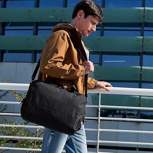 Miniatura 7 de Bolsa para laptop, BAGSMART Maletín para laptop de 15.6 pulgadas para hombres y mujeres, Maletín para trabajo y viajes de negocios, Negro puro, 15.6