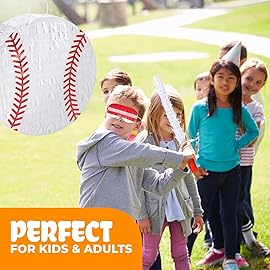 Birchio Baseball Pinata Bundle with a Blindfold and Bat (13x13x4), Baseball Pinata for Boys, Perfect for Birthday Party, Sport Theme Party, Decoration
