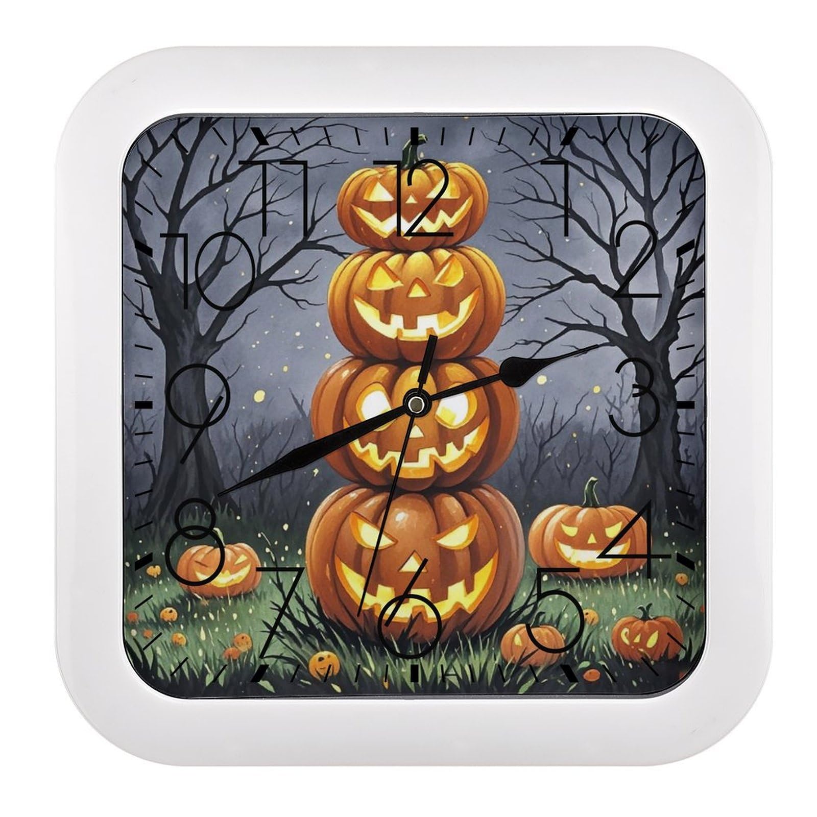 LZQPOEAS Pumpkin Pumpkin Pumpkin Wall Clock Fashionable Versatile Silent Wall Clock Simple Elegant Non Ticking Analog Clocks Easy to Install Square Modern Clocks for Home Decoration