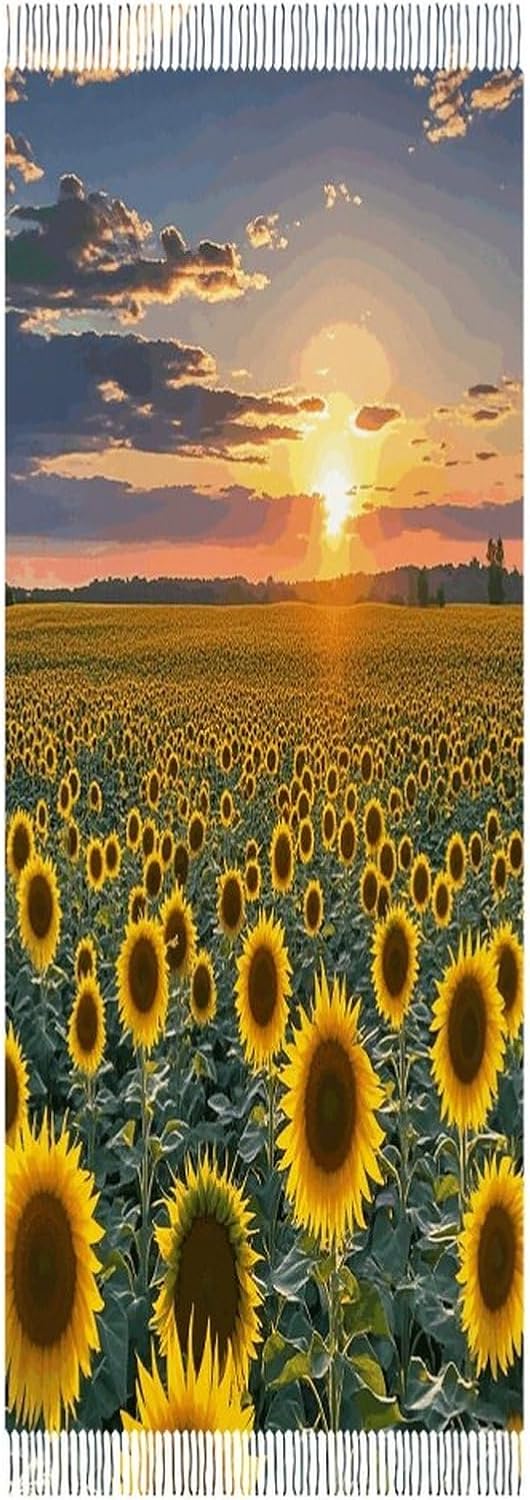 Dreamlike Sunset Of A Sunflower Field Scarf for Women Men Classic Fashion Blanket Scarves Soft Cashmere Feel Scarf Cold Weather Warm Long Shawl Winter Large Scarves Classic Blanket Scarfs Thick