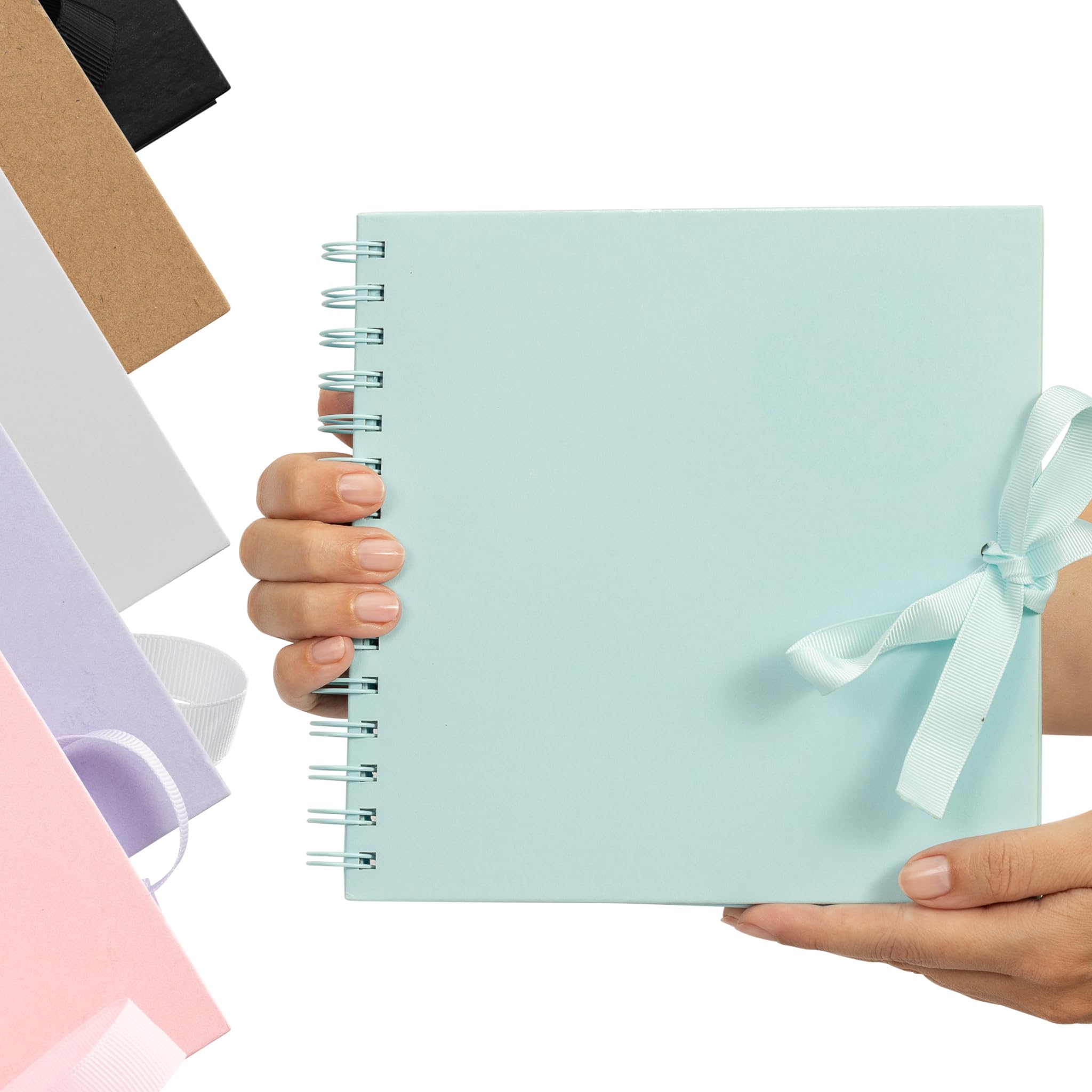 Evelay Scrapbook Photo Album Spiral Bound for Wedding Couple Travel Memory Book with 40 Pages - Medium, 8 x 8" (Blue)
