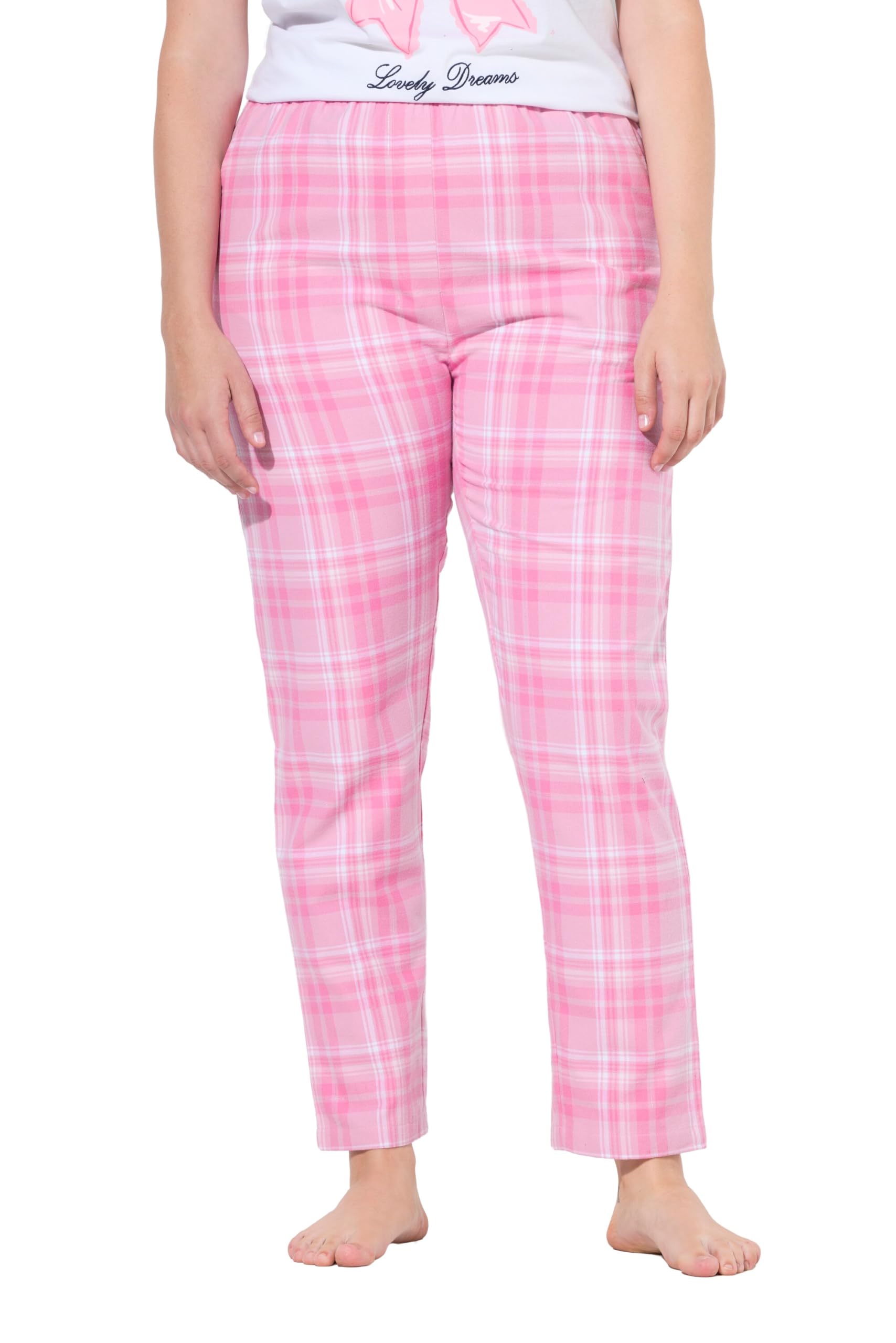 Ulla Popken Damen große Größen Übergrößen Plus Size Pyjamahose, Karomuster, gerades Bein, Elastikbund 845077